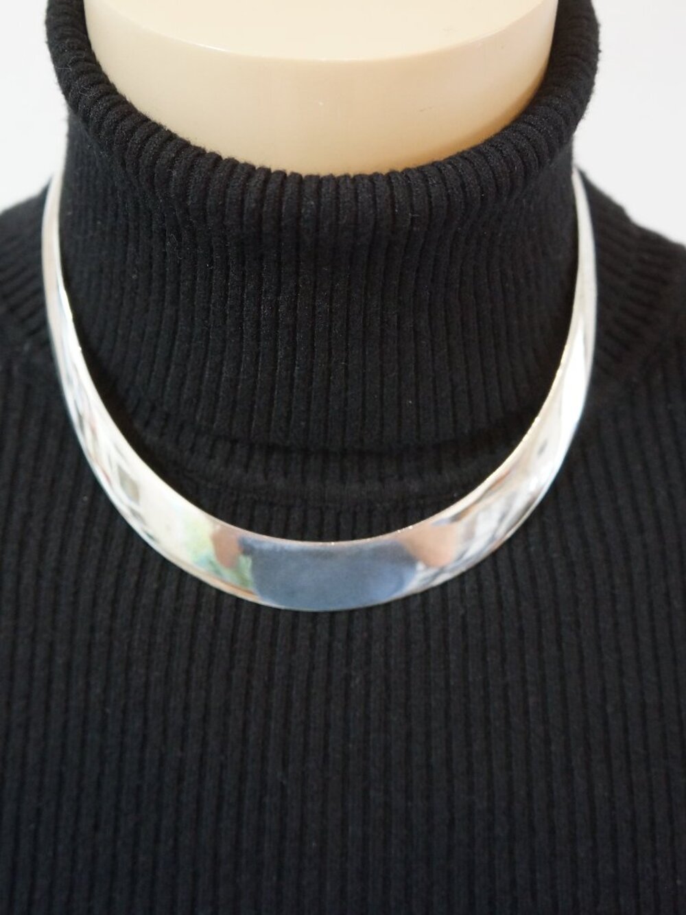 Vintage Taxco Mexico 925 Sterling Silver Modernist Collar Necklace TF-95